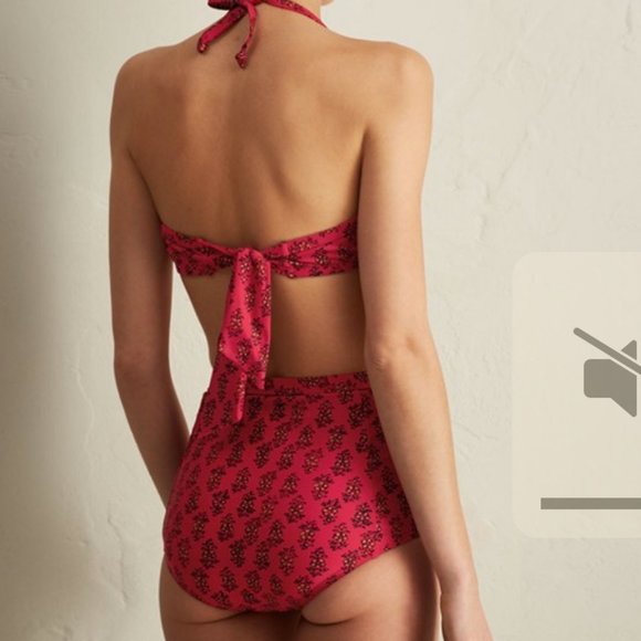 TOAST Retro Floral Block Print Halter Bikini Size M/L - Picture 1 of 11
